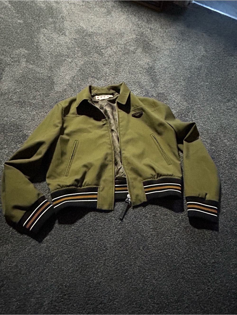 Marni Olive Green Jacket with Black Zip Pull